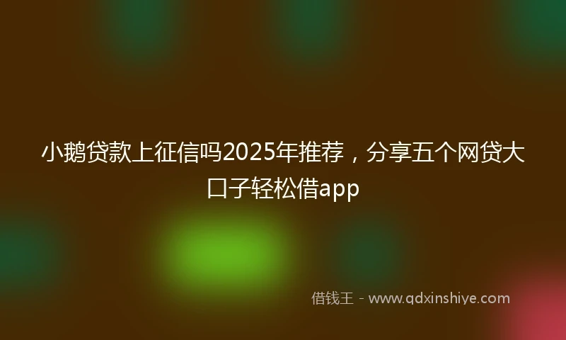 小鹅贷款上征信吗2025年推荐，分享五个网贷大口子轻松借app
