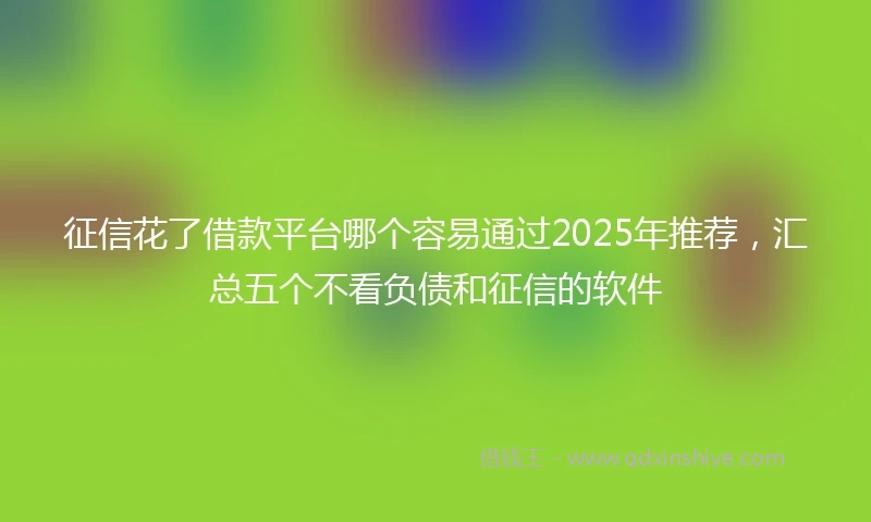 征信花了借款平台哪个容易通过2025年推荐，汇总五个不看负债和征信的软件