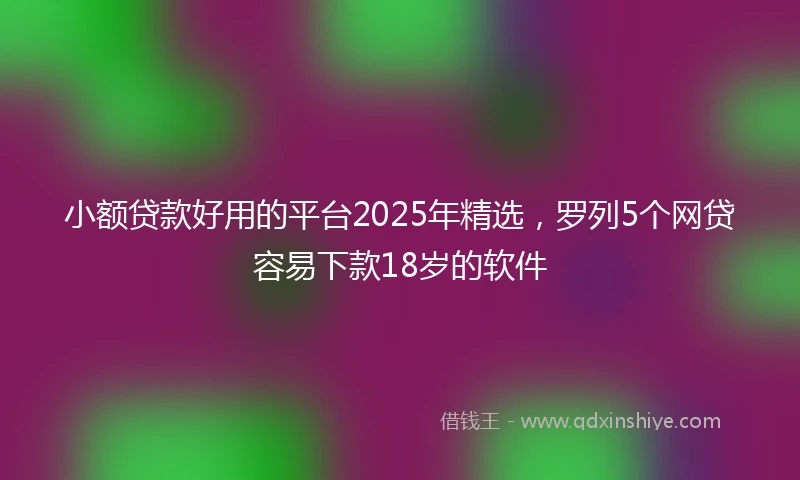 小额贷款好用的平台2025年精选，罗列5个网贷容易下款18岁的软件