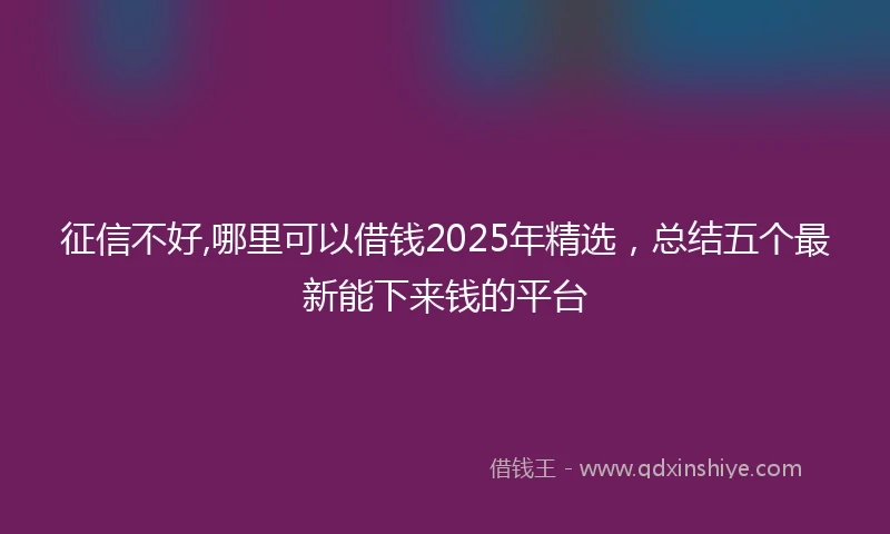 征信不好,哪里可以借钱2025年精选，总结五个最新能下来钱的平台