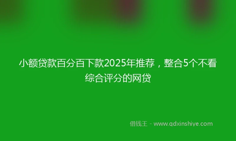 小额贷款百分百下款2025年推荐，整合5个不看综合评分的网贷