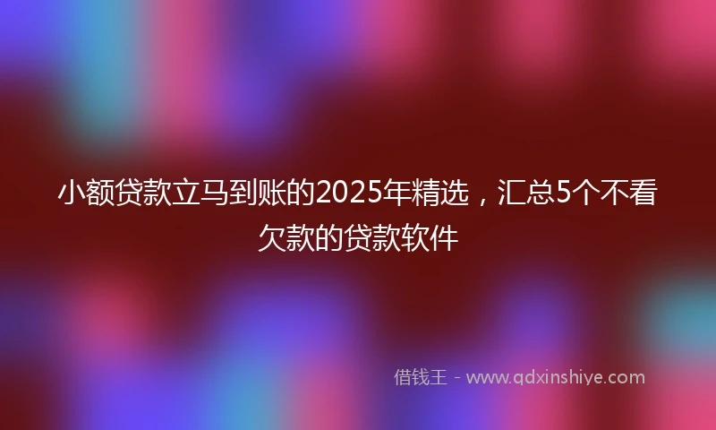 小额贷款立马到账的2025年精选，汇总5个不看欠款的贷款软件