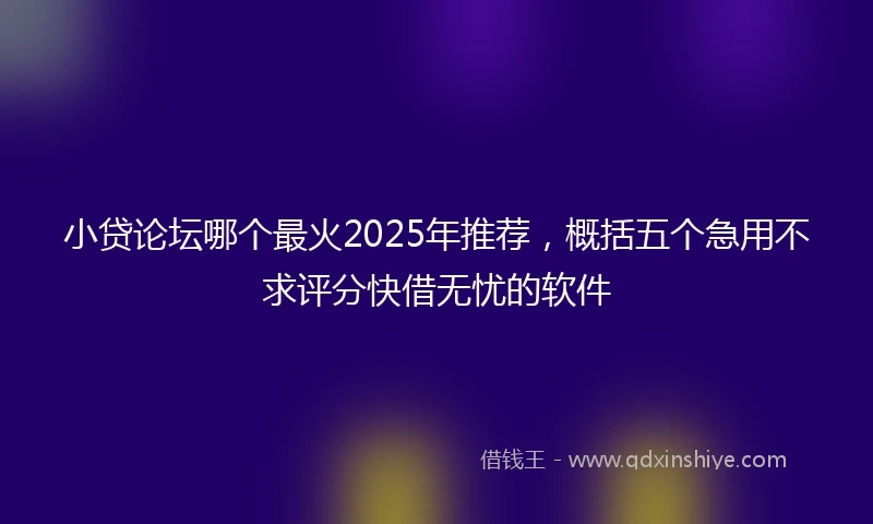 小贷论坛哪个最火2025年推荐，概括五个急用不求评分快借无忧的软件