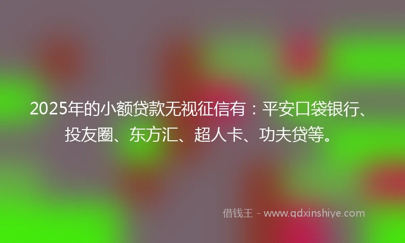 2025年的小额贷款无视征信有：平安口袋银行、投友圈、东方汇、超人卡、功夫贷等。