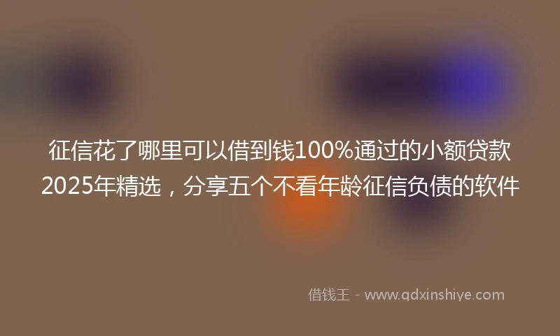 征信花了哪里可以借到钱100%通过的小额贷款2025年精选，分享五个不看年龄征信负债的软件