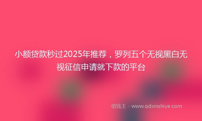 小额贷款秒过2025年推荐，罗列五个无视黑白无视征信申请就下款的平台