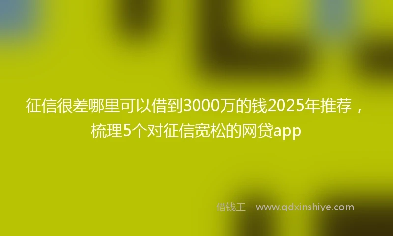征信很差哪里可以借到3000万的钱2025年推荐，梳理5个对征信宽松的网贷app