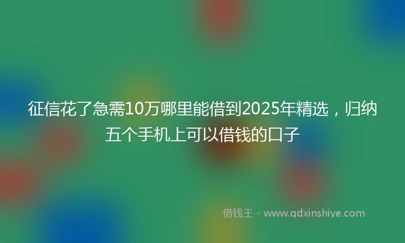 征信花了急需10万哪里能借到2025年精选，归纳五个手机上可以借钱的口子