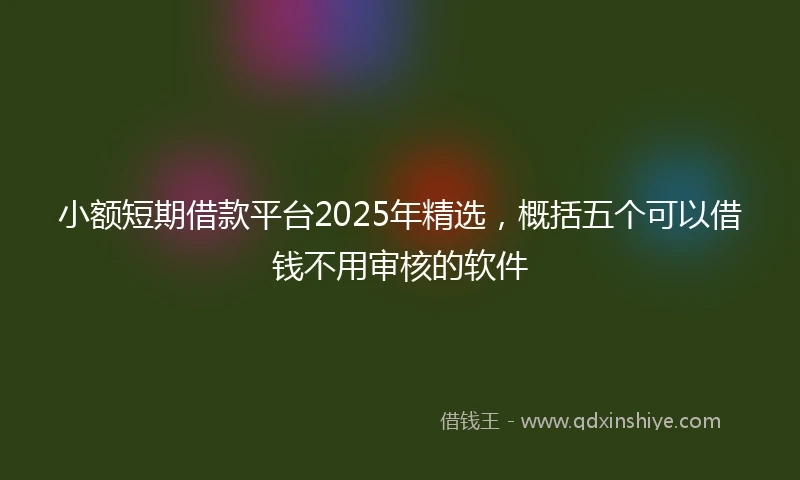 小额短期借款平台2025年精选，概括五个可以借钱不用审核的软件
