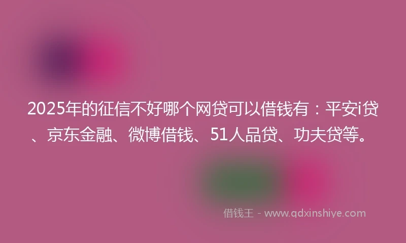 2025年的征信不好哪个网贷可以借钱有：平安i贷、京东金融、微博借钱、51人品贷、功夫贷等。