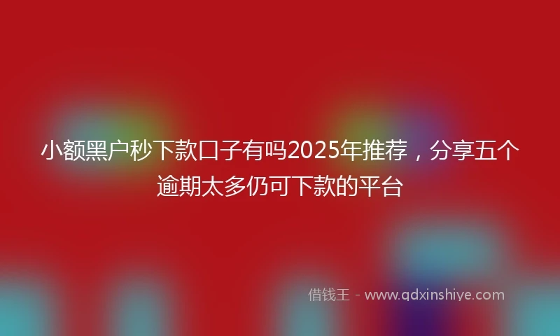 小额黑户秒下款口子有吗2025年推荐，分享五个逾期太多仍可下款的平台