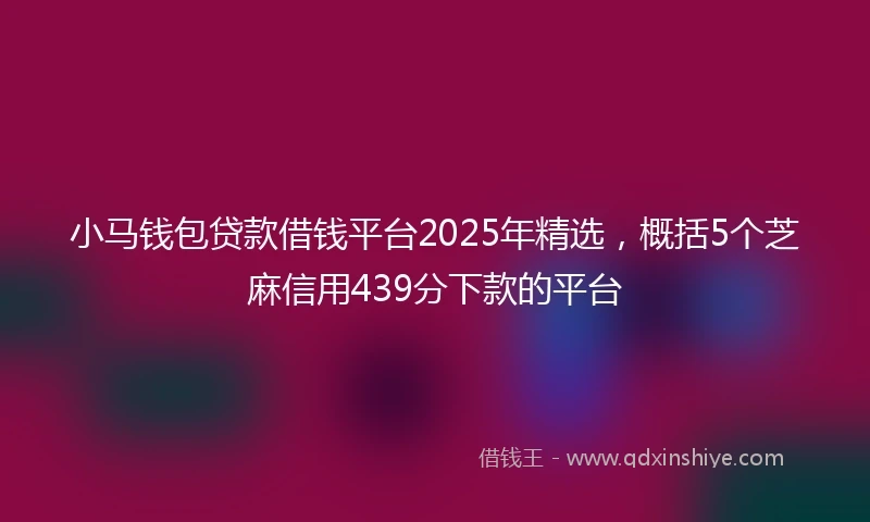 小马钱包贷款借钱平台2025年精选，概括5个芝麻信用439分下款的平台