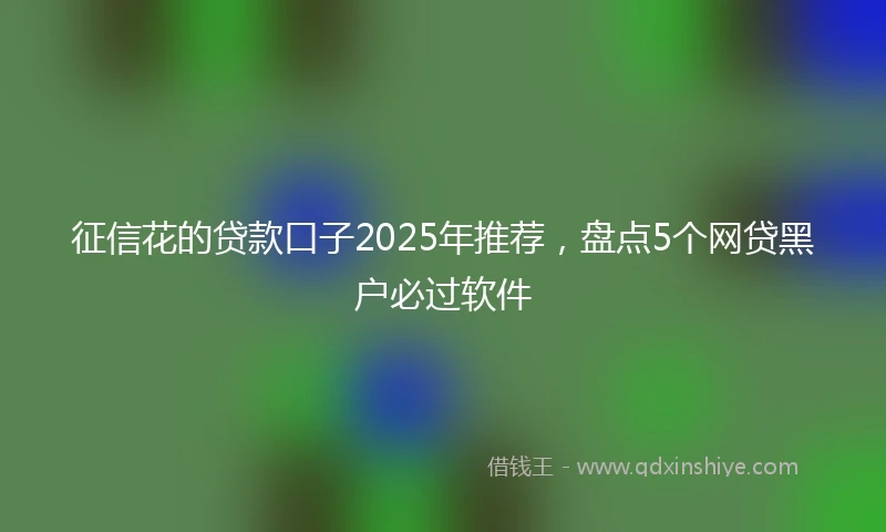 征信花的贷款口子2025年推荐，盘点5个网贷黑户必过软件
