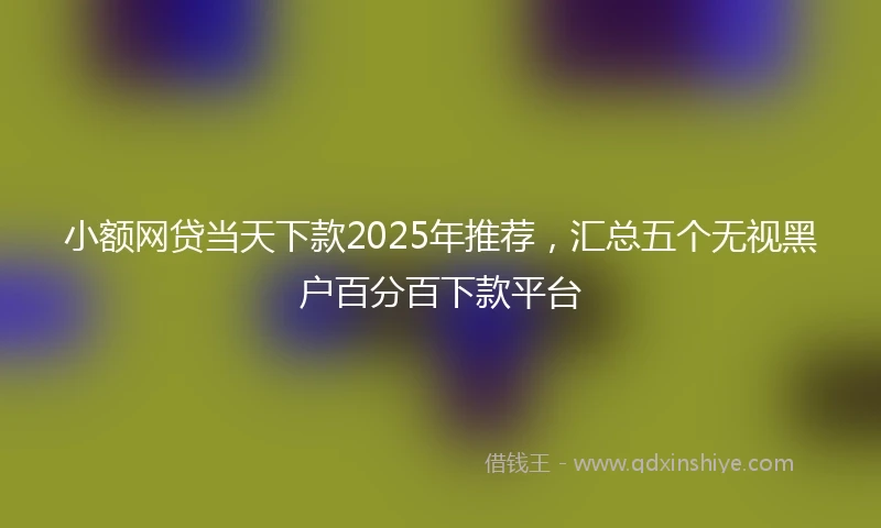 小额网贷当天下款2025年推荐，汇总五个无视黑户百分百下款平台