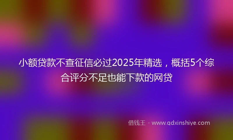 小额贷款不查征信必过2025年精选，概括5个综合评分不足也能下款的网贷