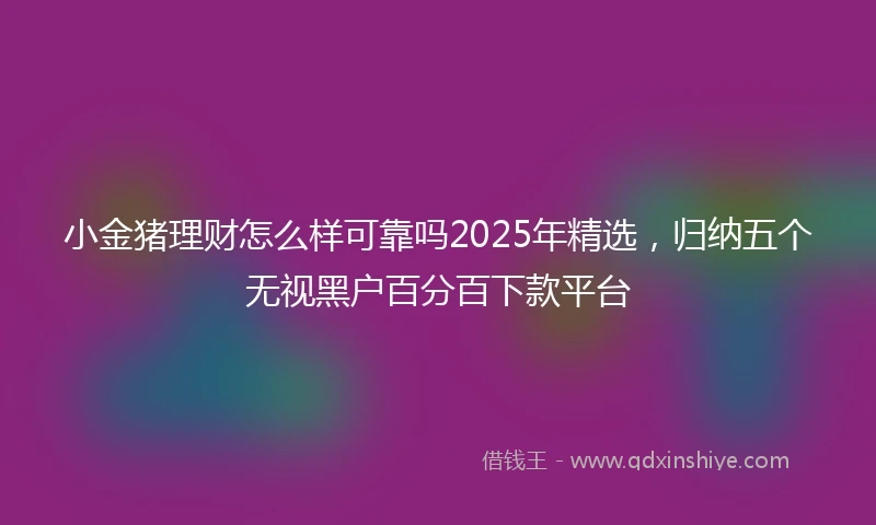 小金猪理财怎么样可靠吗2025年精选，归纳五个无视黑户百分百下款平台