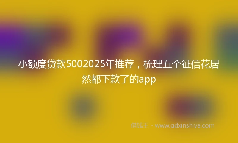 小额度贷款5002025年推荐，梳理五个征信花居然都下款了的app
