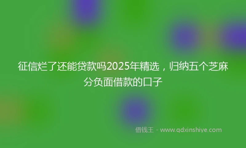 征信烂了还能贷款吗2025年精选，归纳五个芝麻分负面借款的口子