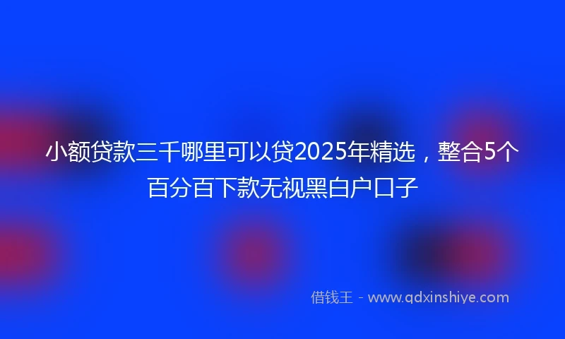 小额贷款三千哪里可以贷2025年精选，整合5个百分百下款无视黑白户口子