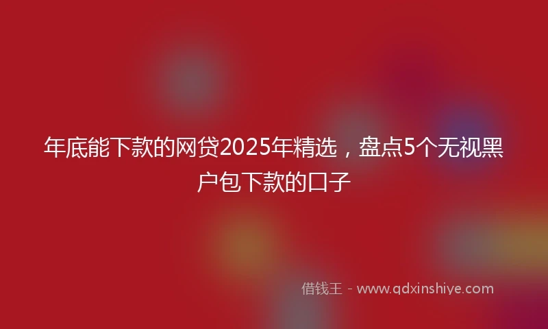 年底能下款的网贷2025年精选，盘点5个无视黑户包下款的口子