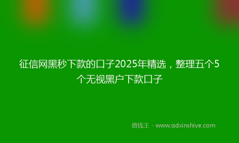 征信网黑秒下款的口子2025年精选，整理五个5个无视黑户下款口子
