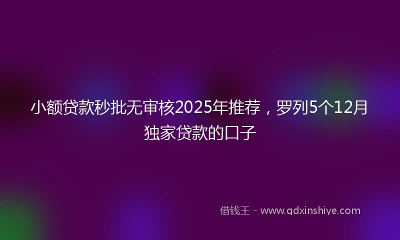 小额贷款秒批无审核2025年推荐，罗列5个12月独家贷款的口子