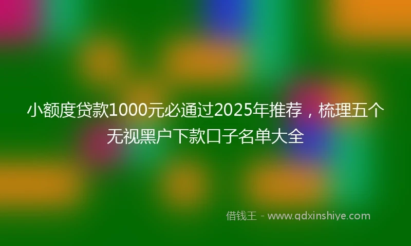 小额度贷款1000元必通过2025年推荐，梳理五个无视黑户下款口子名单大全