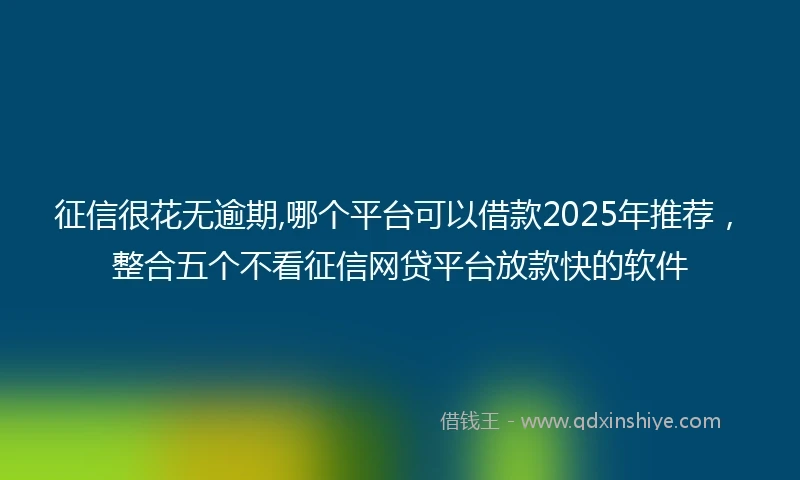 征信很花无逾期,哪个平台可以借款2025年推荐，整合五个不看征信网贷平台放款快的软件