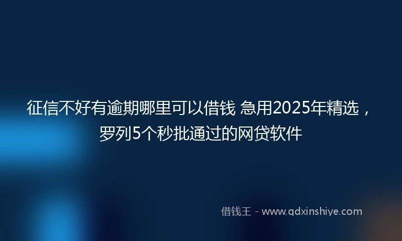 征信不好有逾期哪里可以借钱 急用2025年精选，罗列5个秒批通过的网贷软件