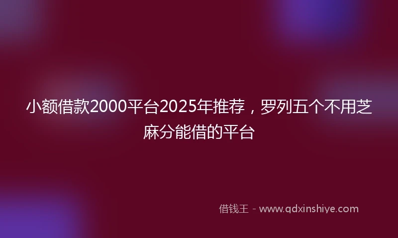 小额借款2000平台2025年推荐，罗列五个不用芝麻分能借的平台