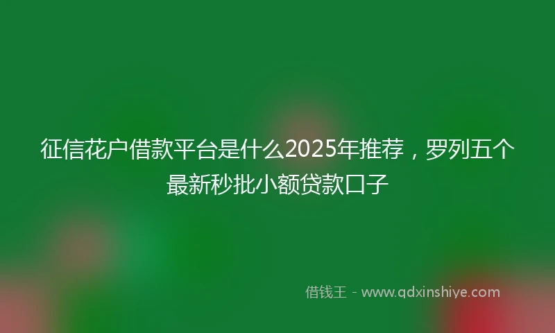 征信花户借款平台是什么2025年推荐，罗列五个最新秒批小额贷款口子