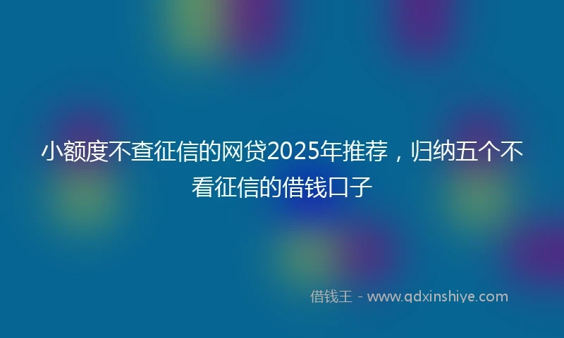小额度不查征信的网贷2025年推荐，归纳五个不看征信的借钱口子
