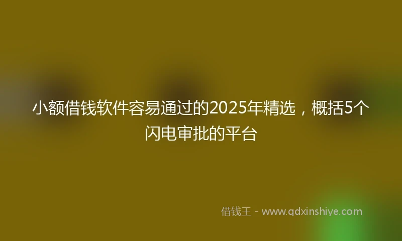小额借钱软件容易通过的2025年精选，概括5个闪电审批的平台