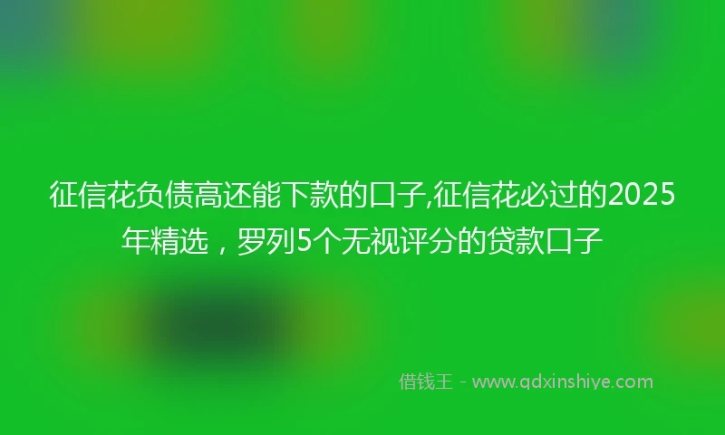 征信花负债高还能下款的口子,征信花必过的2025年精选，罗列5个无视评分的贷款口子