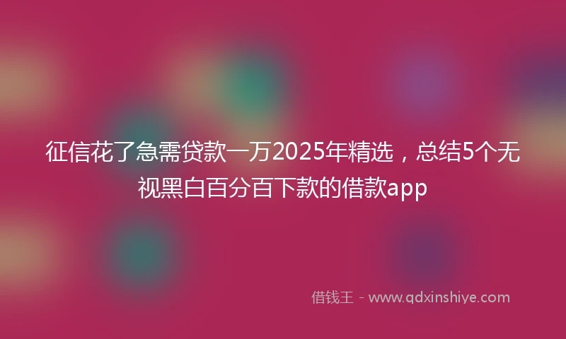 征信花了急需贷款一万2025年精选，总结5个无视黑白百分百下款的借款app
