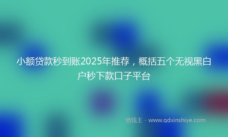 小额贷款秒到账2025年推荐，概括五个无视黑白户秒下款口子平台