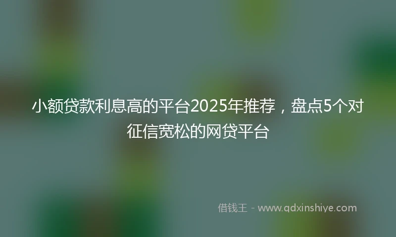 小额贷款利息高的平台2025年推荐，盘点5个对征信宽松的网贷平台