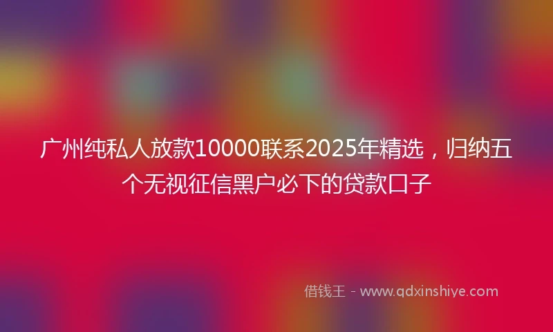 广州纯私人放款10000联系2025年精选，归纳五个无视征信黑户必下的贷款口子
