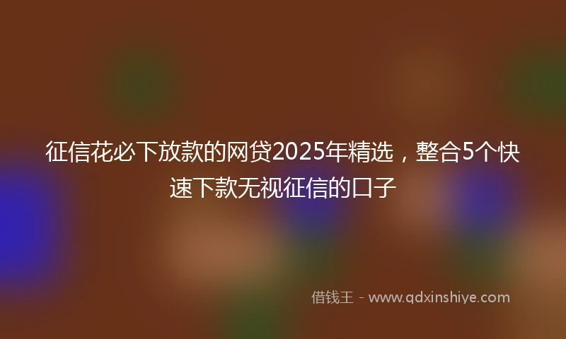 征信花必下放款的网贷2025年精选，整合5个快速下款无视征信的口子
