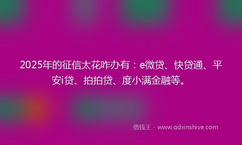 2025年的征信太花咋办有：e微贷、快贷通、平安i贷、拍拍贷、度小满金融等。