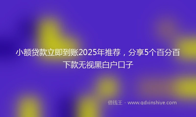 小额贷款立即到账2025年推荐，分享5个百分百下款无视黑白户口子