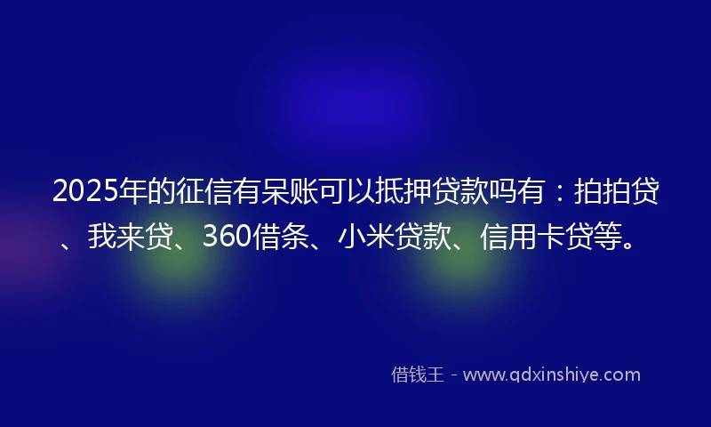 2025年的征信有呆账可以抵押贷款吗有：拍拍贷、我来贷、360借条、小米贷款、信用卡贷等。