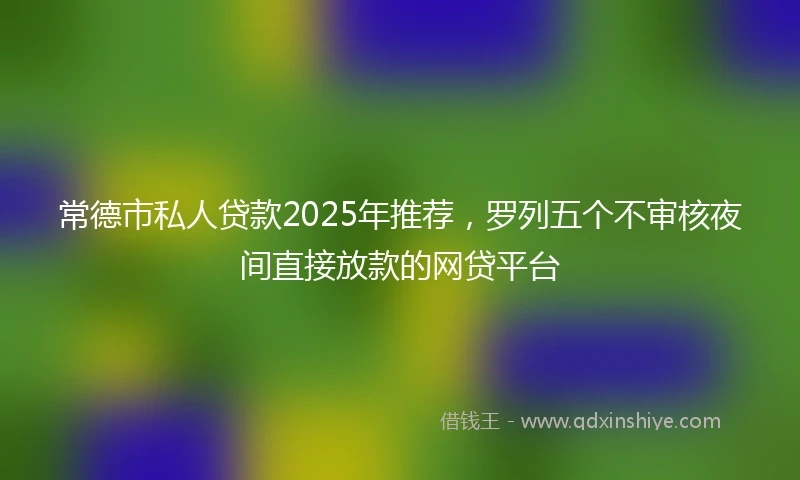 常德市私人贷款2025年推荐，罗列五个不审核夜间直接放款的网贷平台