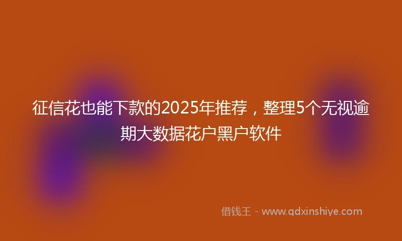 征信花也能下款的2025年推荐，整理5个无视逾期大数据花户黑户软件