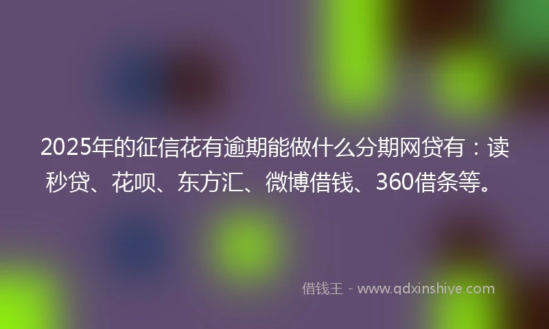 2025年的征信花有逾期能做什么分期网贷有：读秒贷、花呗、东方汇、微博借钱、360借条等。