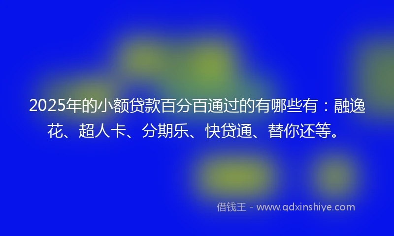 2025年的小额贷款百分百通过的有哪些有：融逸花、超人卡、分期乐、快贷通、替你还等。