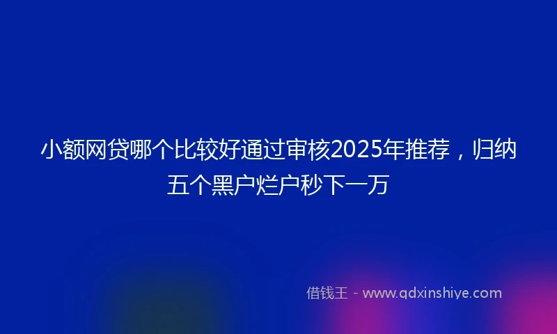 小额网贷哪个比较好通过审核2025年推荐，归纳五个黑户烂户秒下一万