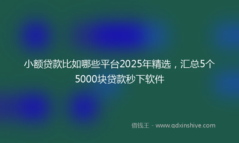 小额贷款比如哪些平台2025年精选，汇总5个5000块贷款秒下软件