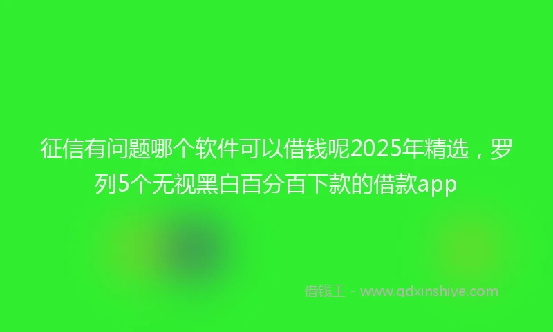 征信有问题哪个软件可以借钱呢2025年精选，罗列5个无视黑白百分百下款的借款app