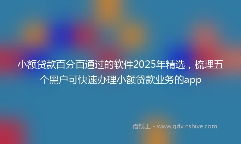 小额贷款百分百通过的软件2025年精选，梳理五个黑户可快速办理小额贷款业务的app